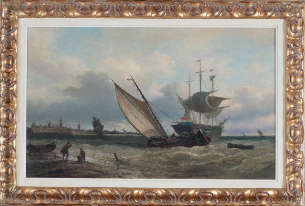 Elias Pieter van Bommel (1819-1890)View of Veere. Signed lower left. Label with German annotation