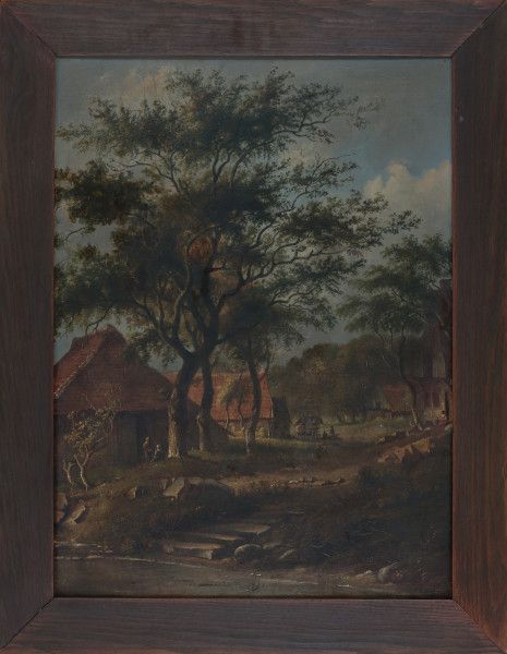 Arnoldus Johannes Eymer (1803-1863)Hamlet on the waterside. Signed lower right.Doek 74 x 54 cm. - Image 2 of 4