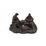 Hollandse School 20e eeuwA bronze sculpture, repairing the fishingnets. Not signed.Hoogte 15,5 cm.