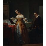 Willem Hendrik Schmidt (1809-1849)Interior with an elegant lady reading a letter. Signed upper