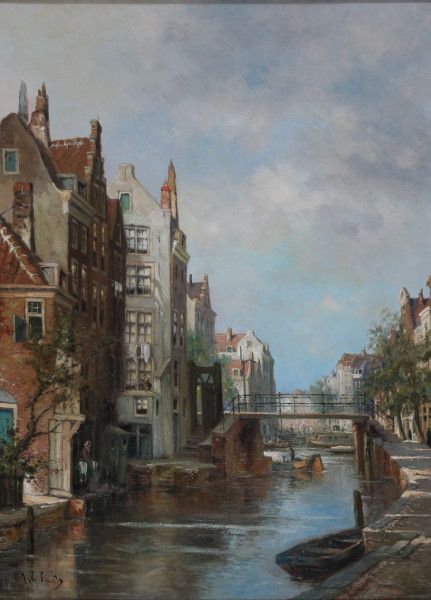 Jan Gerard Smits (1823-1910)Sunlit Dutch canal. Signed lower left.Doek 78,5 x 58 cm. - Image 2 of 4