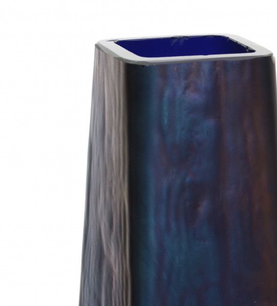 JugendstilA tall rectangular section cobalt blue iridescent glass vase, circa 1900-1910, chipped - Image 2 of 2