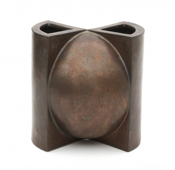 Jan van der Vaart (1931-2000)A bronze-coloured glazed ceramic vase, globular shape with two