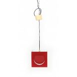 Shogo SuzukiA red and white lacquered metal 'Cube Pendant', produced by Stockmann-Orno, Finland,