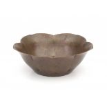 Frans Zwollo Sr. (1872-1945)A hammered patinated copper bowl with flower shape, struck with makers