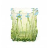 Agnes Smetana (1961)A square section glass vase with relief pattern of flowers, unique piece,