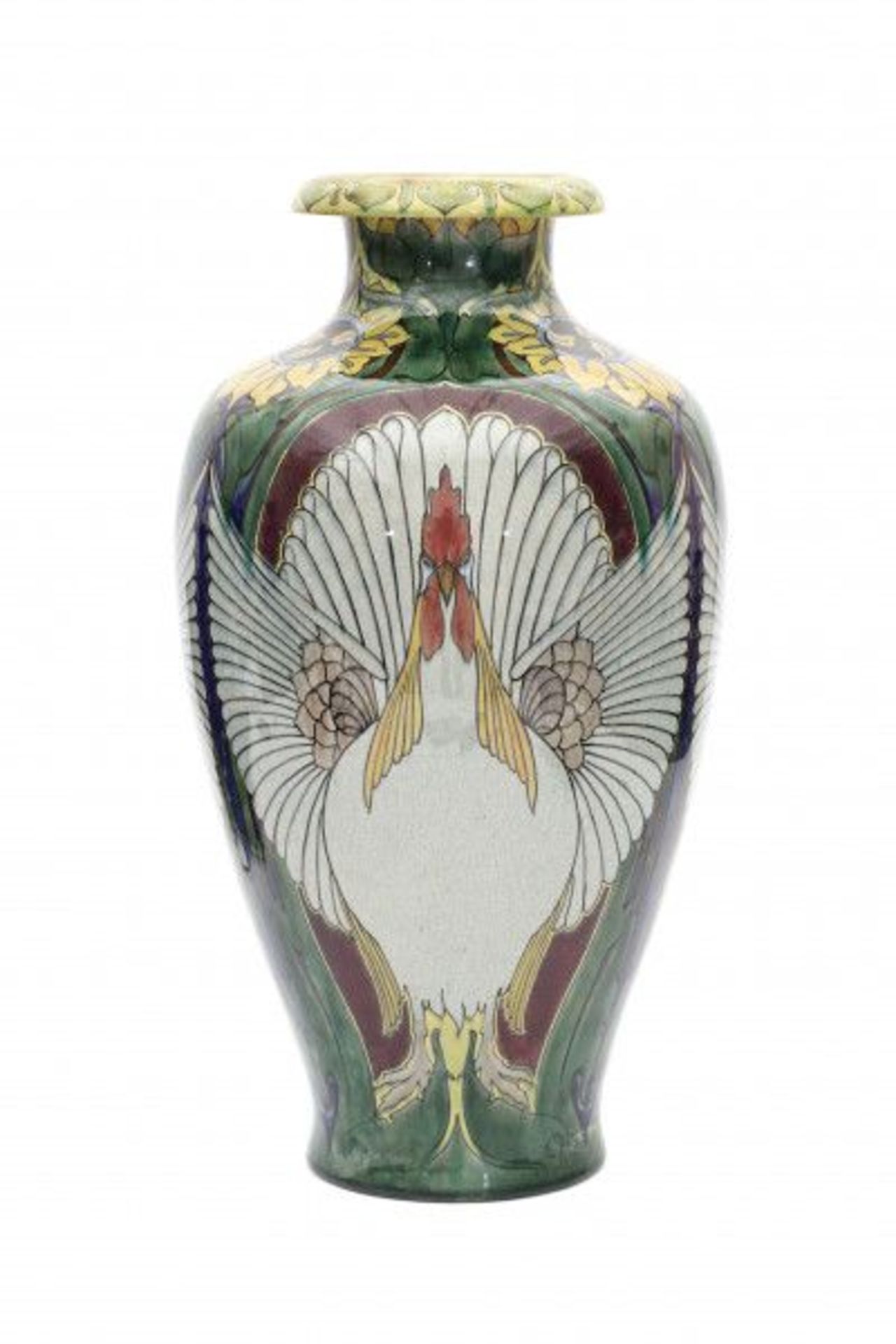 N.V. Haagsche Plateelfabriek Rozenburg, Den Haag (1883-1917)A tall ceramic vase decorated with