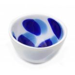 Floris Meydam (1919-2011)A white glass bowl internally decorated with blue spots, produced by