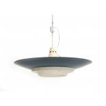 Louis Kalff (1897-1976)A white and blue lacquered metal hanging lamp, UFO-shaped, model NT 14,