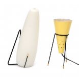 Philips, EindhovenA wire metal and frosted opaline glass wall lamp, 1950s, together with a yellow
