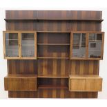 Kai Kristiansen (1929)A rosewood modular wall unit consisting of three wall panels, four rails, two