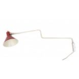J.J.M. HoogervorstA white and red lacquered metal adjustable wall lamp, produced by Anvia, 1950s.