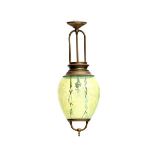 Art NouveauA brass and uranium glass hanging lamp, English, circa 1900, in the style of John Walsh