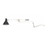 J.J.M. HoogervorstA white and black lacquered adjustable wall lamp, produced by Anvia, Almelo,