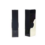 HeptaA pair of grey lacquered and black laminated speakers, type Contender, marked to the back with