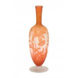 C. Vessière, NancyAn orange and frosted clear cameo glass vase on foot, circa 1900, signed to the