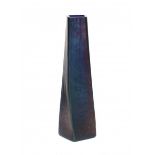 JugendstilA tall rectangular section cobalt blue iridescent glass vase, circa 1900-1910, chipped