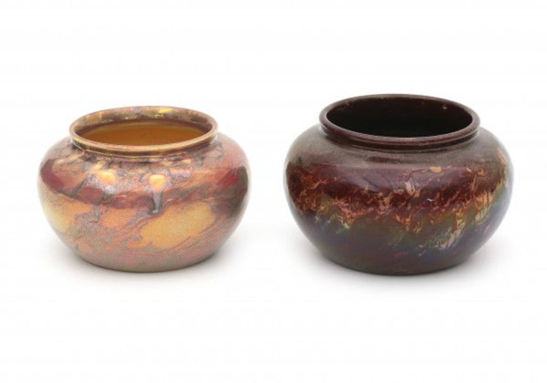 Kunstaardewerkfabriek St. Lukas (1909-1933)Two lustre glazed ceramic pots, both signed underneath