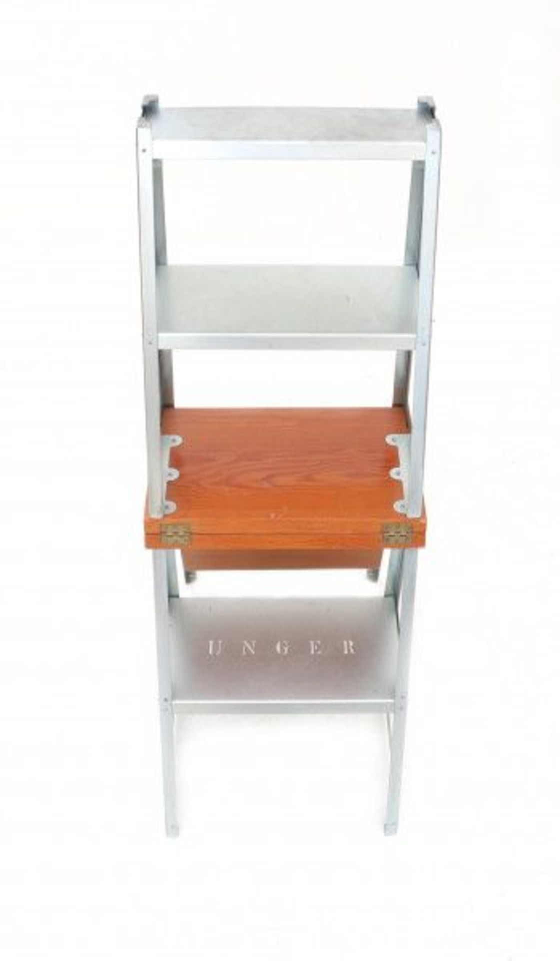 Piet Hein Eek (1967)A metal and wooden library stairs/chair 'Trapstoeltje' with cut out last name