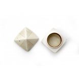 Ursula Scheid (1958-2008)A white glazed square porcelain box with pyramid-shaped cover, marked
