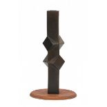 Jan van der Vaart (1931-2000)A tall rectangular section bronze-coloured glazed ceramic vase, unique