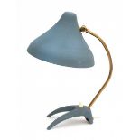 EWÅ, Värnamo, SwedenA brass and blue lacquered metal 'Crowfeet' desk lamp, marked underneath, circa