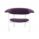 Rudolf Wolf (1919-1989)A steel easy chair with purple fabric upholstered seat and backrest, model