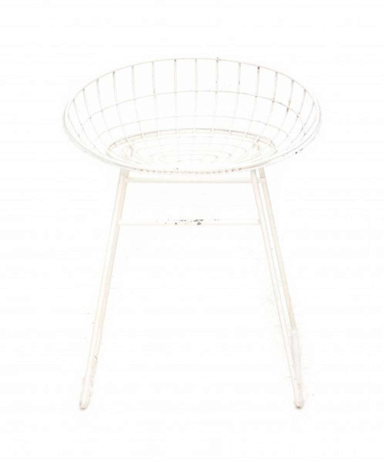 Cees Braakman (1917-1995)A white lacquered wire metal stool, model KM 05, produced by Pastoe,