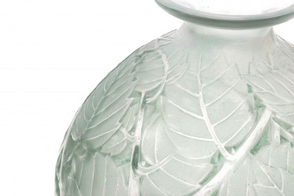 René Lalique (1860-1945)A frosted and green stained moulded glass vase, model 'Milan', designed - Image 2 of 3