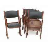Gebrüder Thonet, WienFour bentwood foldaway theater chairs with black leatherette upholstery, circa