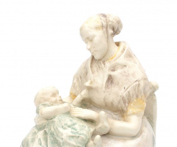 Henri Teixeira de Mattos (1856-1908)A ceramic figure of a seated mother and child, produced by - Image 2 of 4