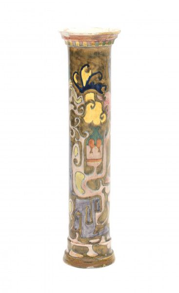T.A.C. Colenbrander (1841-1930)A cylindrical ceramic vase decorated with abstract pattern, a so-