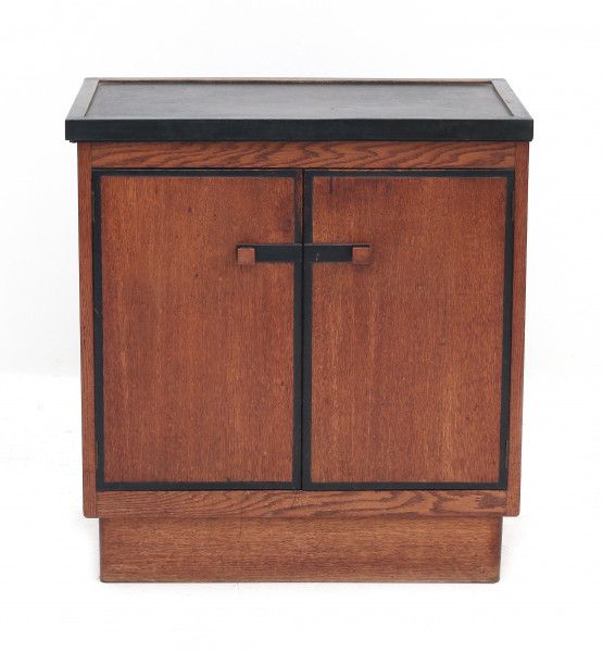 Jan Brunott (1889-1951)A The Hague Style oak and ebonised wooden tea cabinet, the top with separate