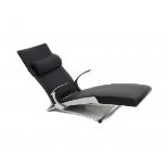 InterprofilAn 'X-chair' reclining chair, adjustable to easy chair, metal with black leather