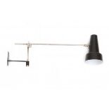 Willem HagoortA nickle-plated and black lacquered metal adjustable wall lamp with square metal