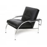 Gerard Vollenbrock (1949)A chromium plated metal and black leather chair with adjustable backrest