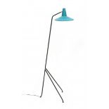 Willem HagoortA black and turquoise lacquered metal floor lamp on tripod base, a so-called '