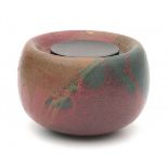 Sonja Landweer (1933)A batik-glazed ceramic vase with wooden lid by Maria van Kesteren, 1960s, the