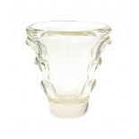 Daum, FranceA clear glass vase with relief to the sides, signed underneath: Daum France 17/80.20