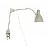 Hala, ZeistA grey lacquered metal desk clamp lamp, model 122, Midcentury Modern.44,5 x 58 cm. (hxw)