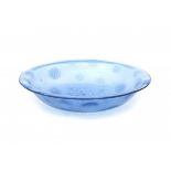 A.D. Copier (1901-1991)A blue glass dish decorated with circular pattern of burst open crackle,