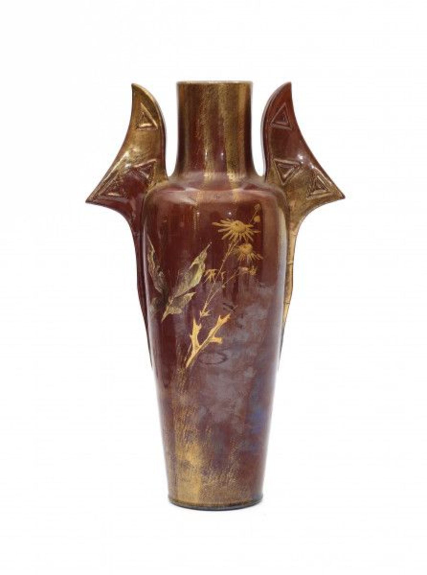 Clément Massier (1844-1917)A brown glazed ceramic vase with two handles, decorated with enamelled - Bild 2 aus 4