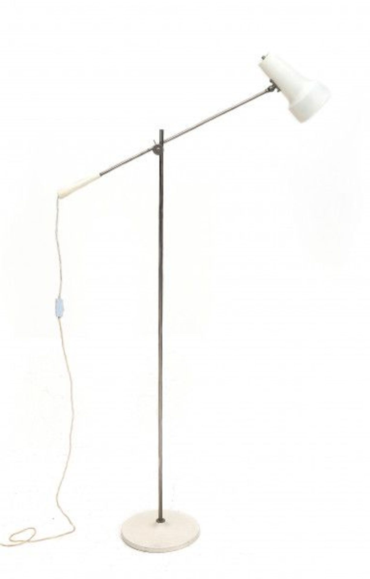 Willem HagoortA nickle plated and white lacquered metal adjustable floorlamp, 1960s, marked