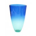 Seguso Viro, MuranoA tall blue and green glass vase, signed underneath: Seguso Viro Murano.35 cm.