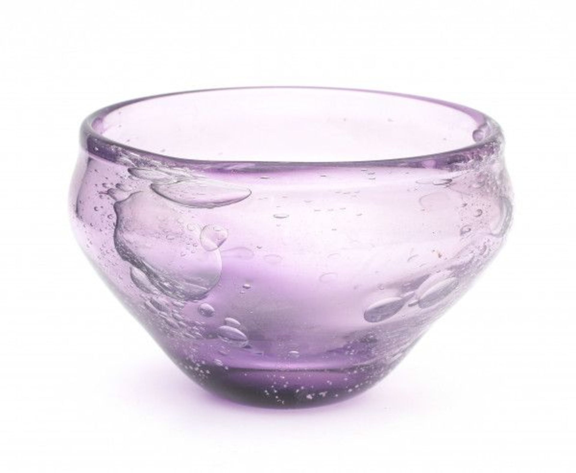 Cees van Olst (1947-2014)A purple glass bowl internally decorated with airbubbles, unique piece,