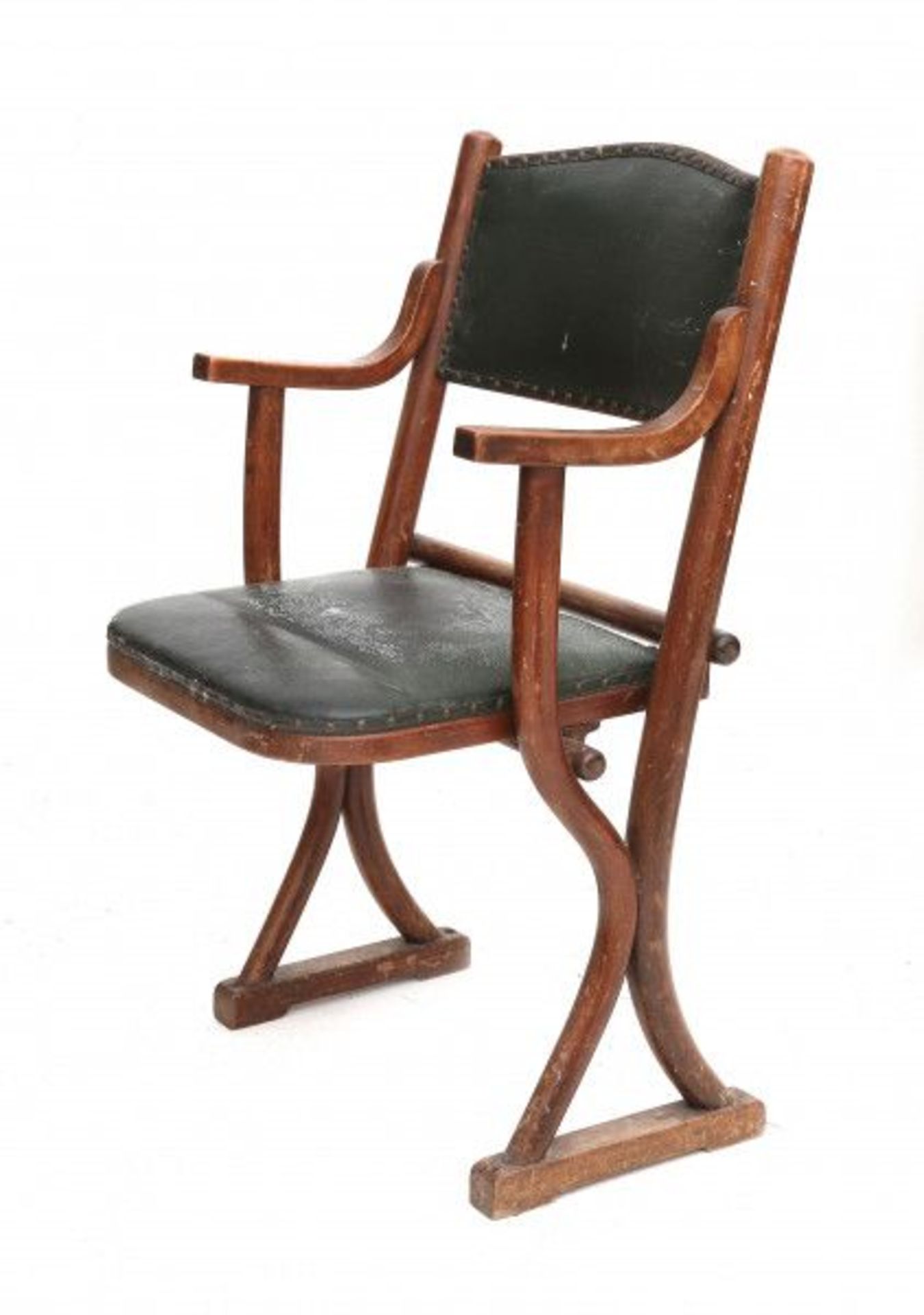 Gebrüder Thonet, WienFour bentwood foldaway theater chairs with black leatherette upholstery, circa - Bild 3 aus 4