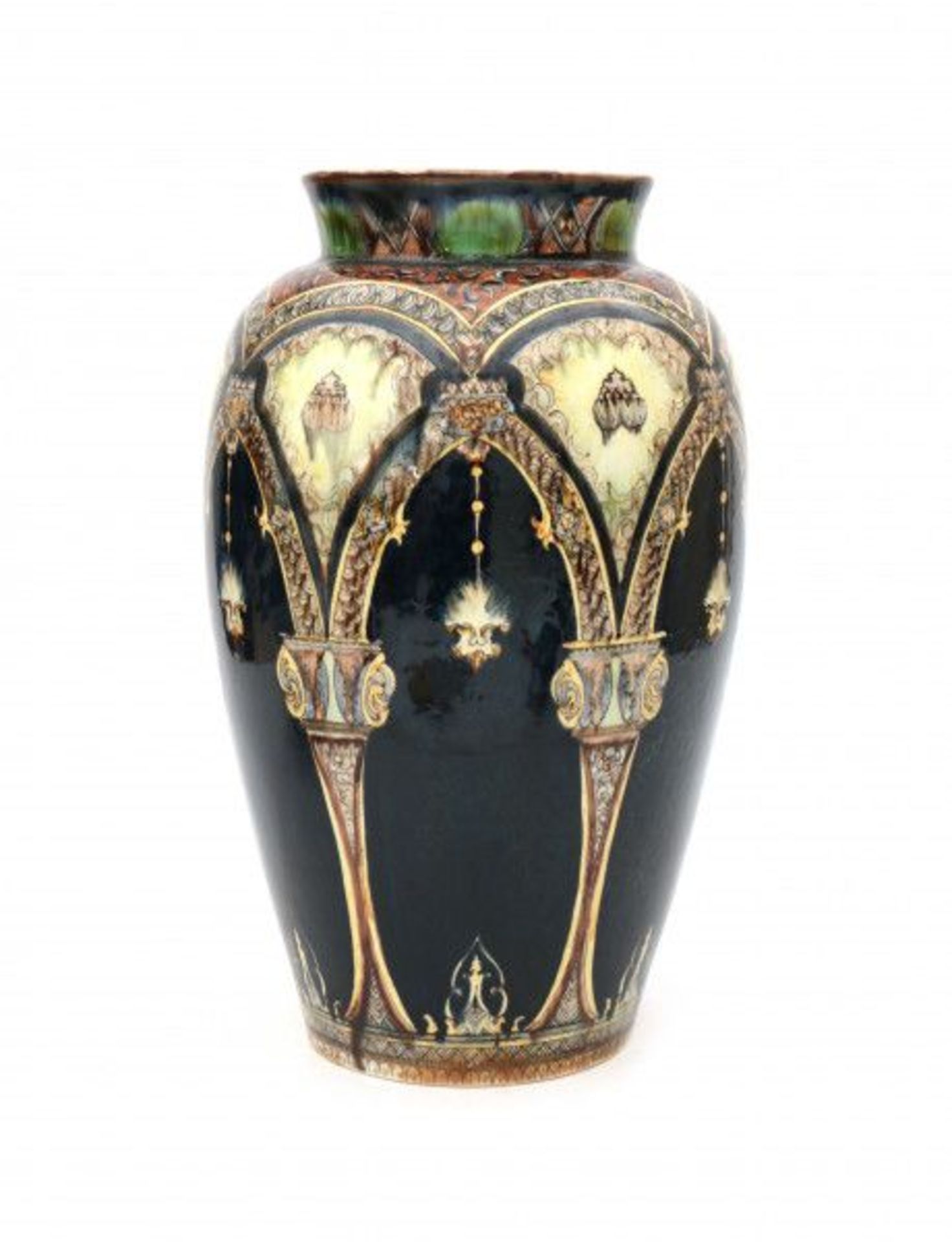 N.V. Haagsche Plateelfabriek Rozenburg, Den Haag (1883-1917)A tall ceramic vase decorated with