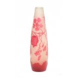 Emile Gallé (1846-1904)A swollen cylindrical cameo glass vase decorated with red floral pattern on