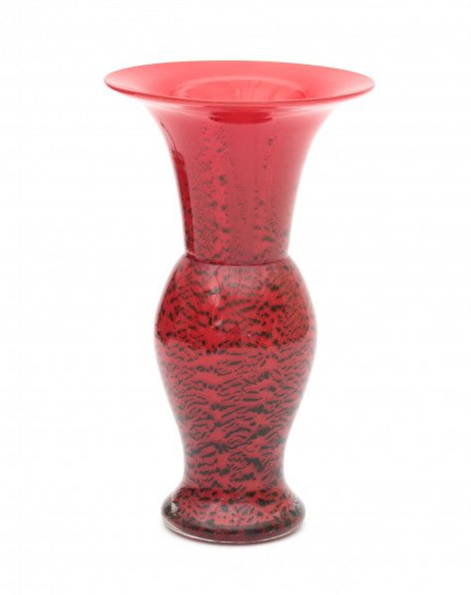 WMFA red glass 'Ikora' vase with black inclusions, 1930.23,5 cm. h. - Bild 2 aus 2