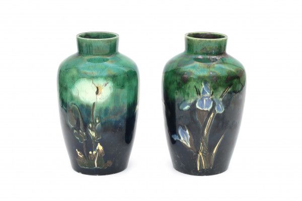 N.V. Haagsche Plateelfabriek Rozenburg, Den Haag (1883-1917)Two ceramic vases decorated with - Image 2 of 3